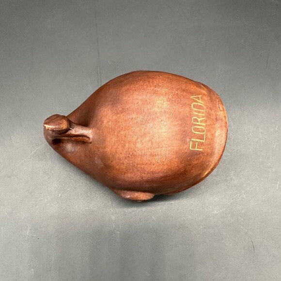 Vintage Ashtray Whale Trinket Dish Florida Souvenir Brown Gold Fish Kitschy - Picture 6 of 10